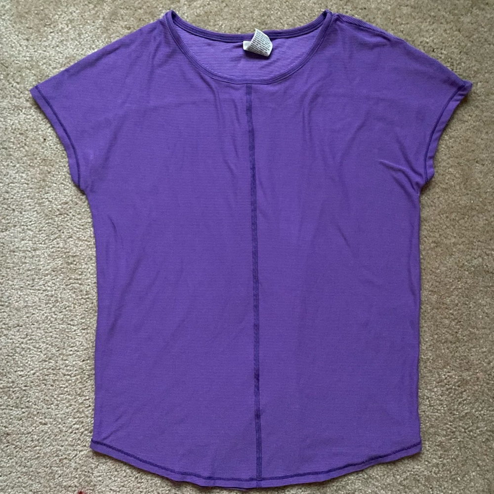 girls short sleeve purple workout top